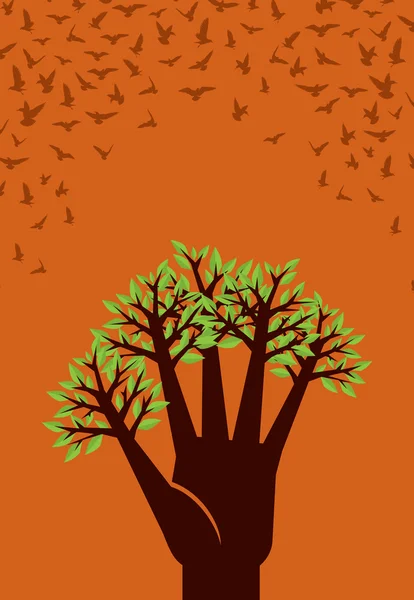 Un concepto creativo para salvar el árbol . — Vector de stock