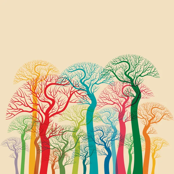 Bosque de árboles abstracto otoño — Vector de stock