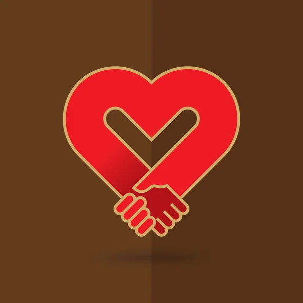 Mani unite. Simbolo amore . — Vettoriale Stock