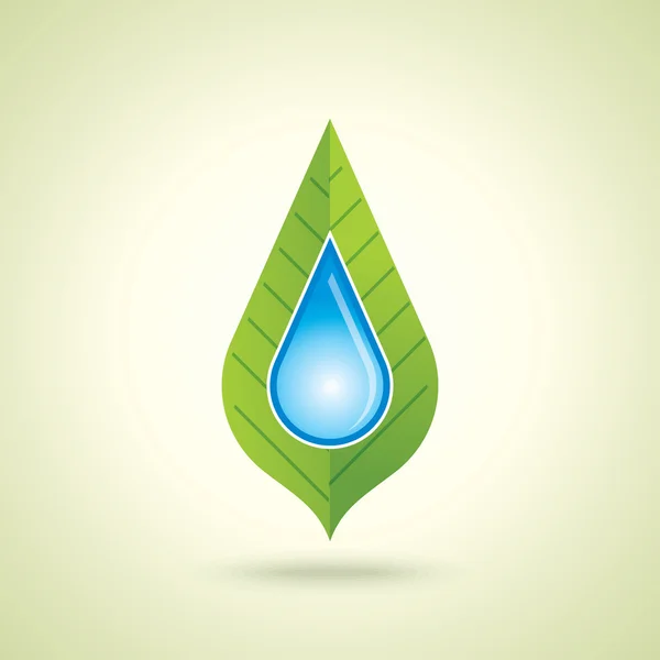 Wasser und Blatt, ein Umweltkonzept. — Stockvektor