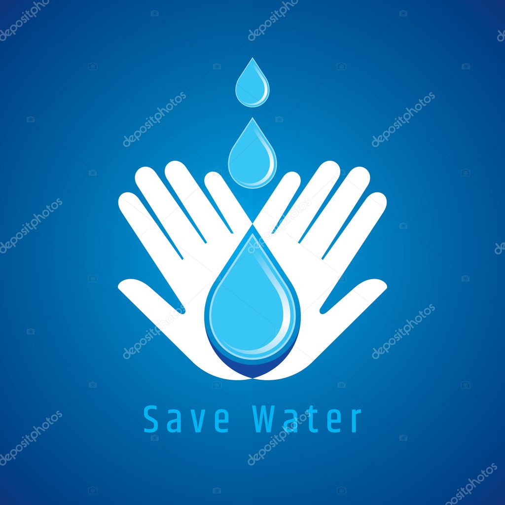 Save water concept, Hand holds water drop.
