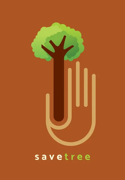 Ekologická symboly a znamení lidské ruce. — Stockový vektor