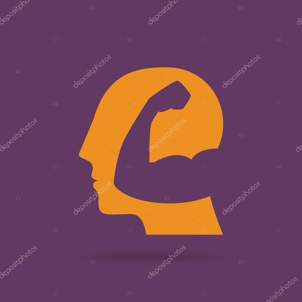Man of fitness silhouette character, Gym logo with muscled man silhouette.