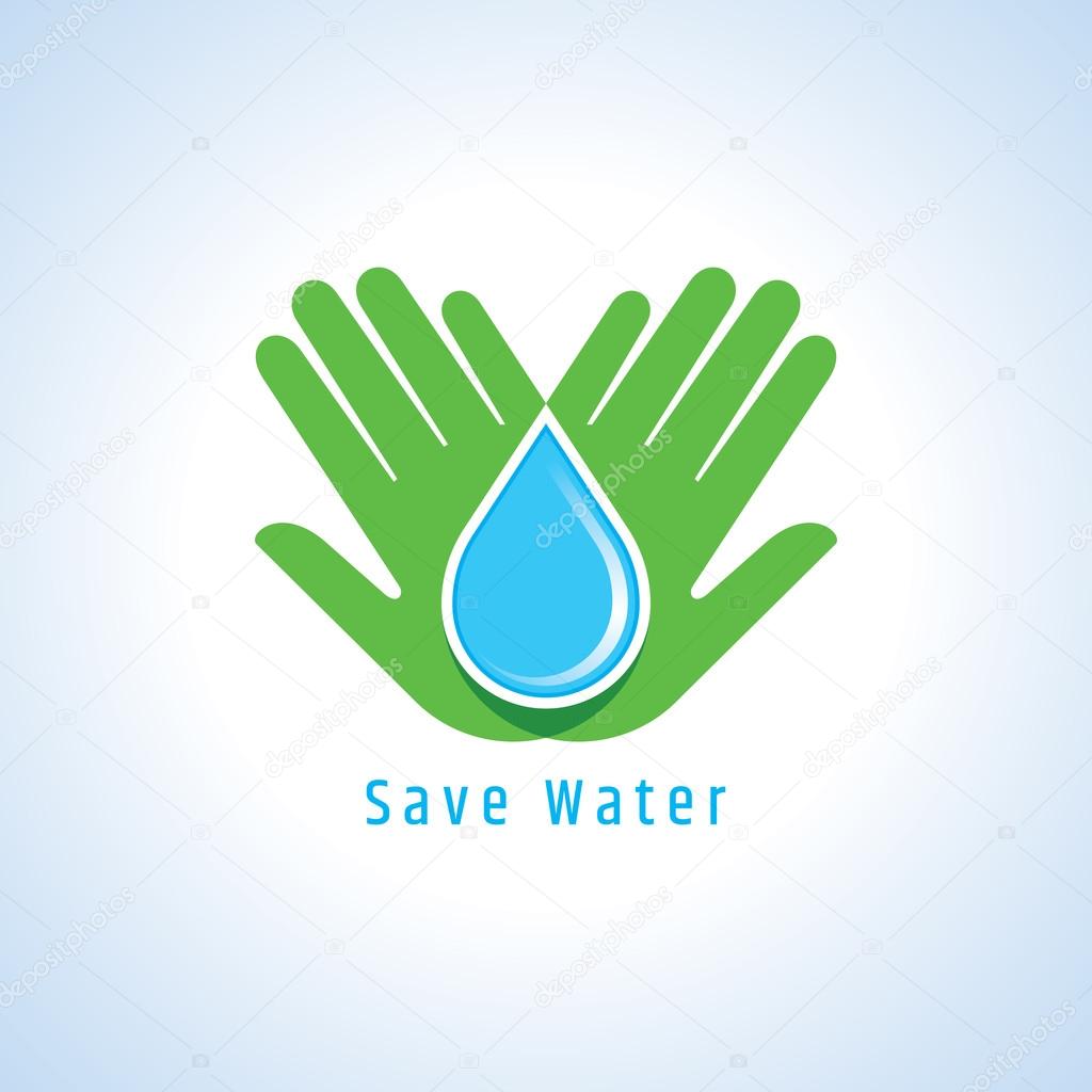 Save water concept, Hand holds water drop.