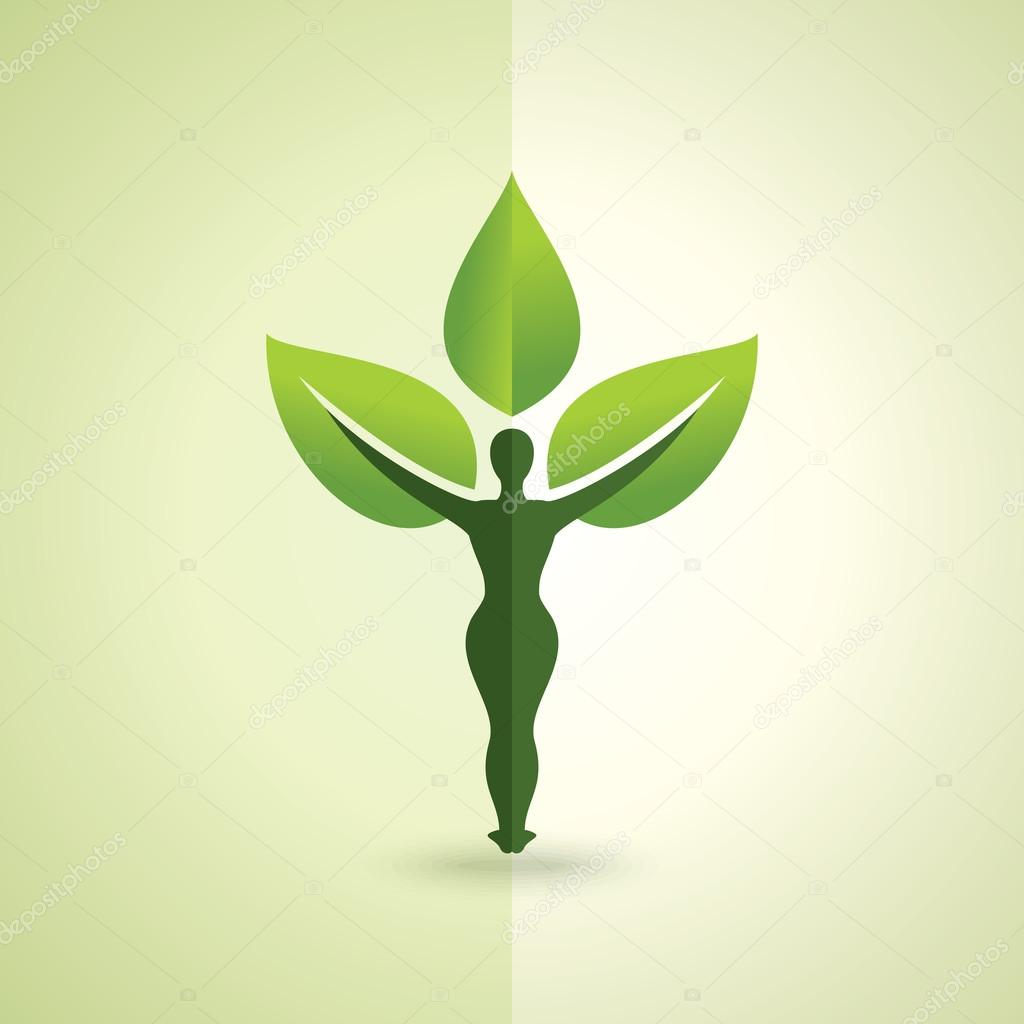 illustration of yoga creative with leaf