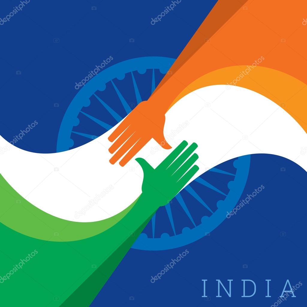 handshake with India flag