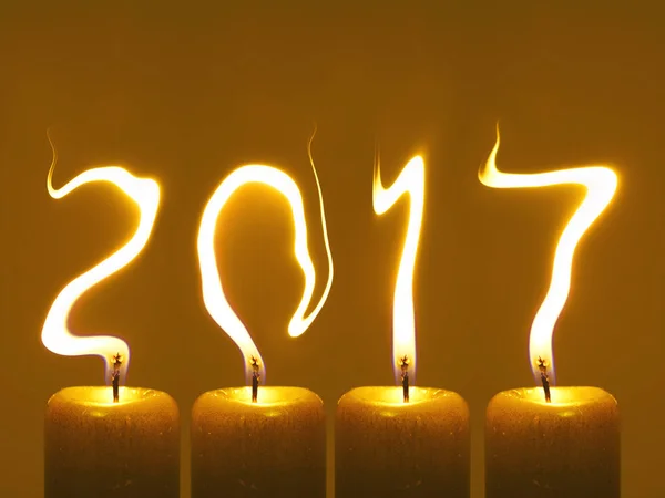 Gelukkig nieuw jaar 2017 - kaarsen — Stockfoto