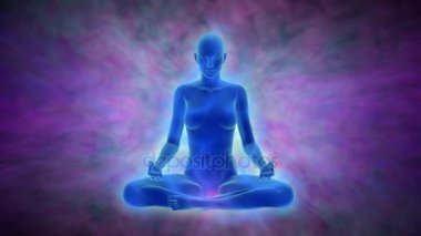 Meditasyon - aura, çakra harekete geçirmek ve aydınlanma aklın, uhd animasyonla kadın ile / 4 k çözünürlük