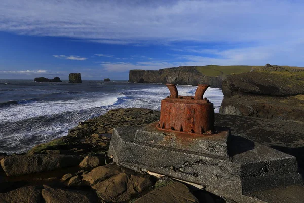 Wyspa Landschaft Atlantik Insel Wasserfall Dyrhlaey Reynisfjara Vik Myrdal Kirkjufjara — Zdjęcie stockowe