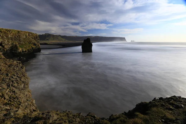 Wyspa Landschaft Atlantik Insel Wasserfall Dyrhlaey Reynisfjara Vik Myrdal Kirkjufjara — Zdjęcie stockowe