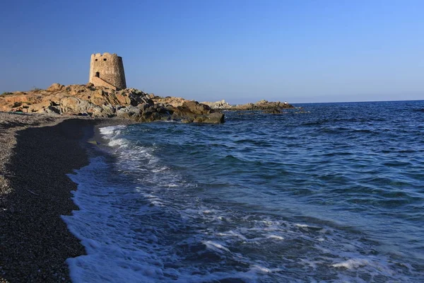 Sardinien Mittelmeer Insel Strand Bucht Wasser Meer Sommer Berge Aussicht — Stock Photo, Image