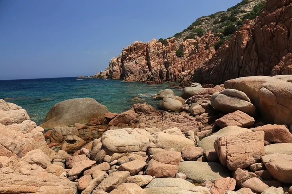 Sardinien Insel Mittelmeer Strand Wasser Meer Sand Bucht — Stockfoto