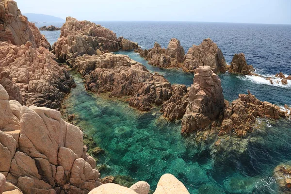 Sardinien Insel Mittelmeer Strand Wasser Meer Zand Bucht — Stockfoto