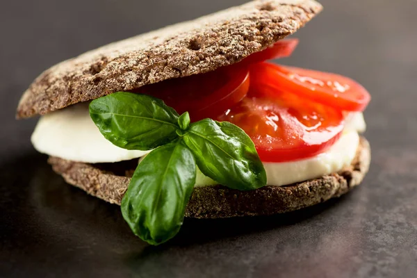 Sandwich with mozzarella and tomatoes — Stock Photo, Image