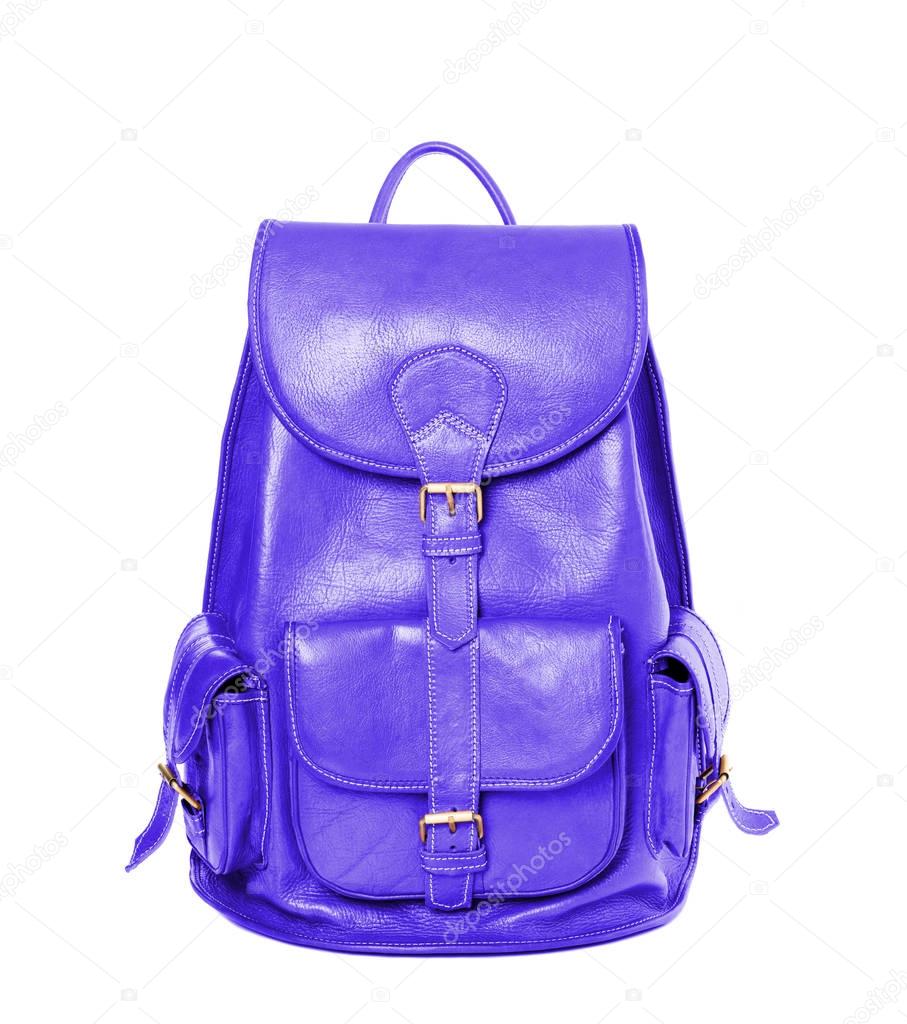 Blue leather backpack