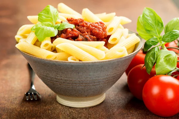 Penne pasta with a tomato sauce — Stock Photo, Image