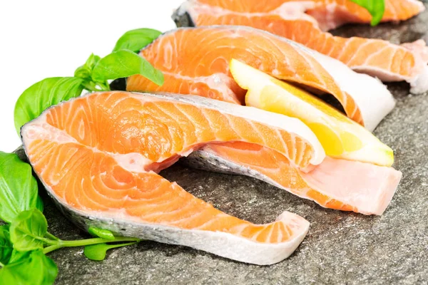 Salmon cuts on stone — Stock Photo, Image