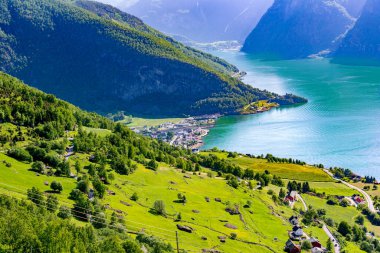 Flam, Sognefjord, Norveç 'te hava manzarası