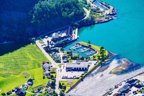 Vista Aérea Sobre Flam Sognefjord Noruega — Foto de Stock