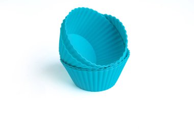 silicone form for cooking cupcake on a white background