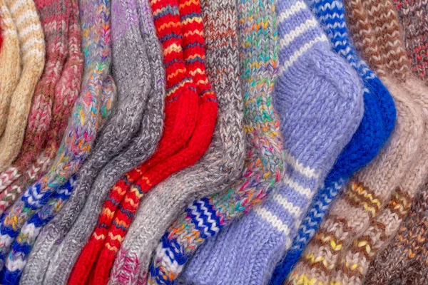 Warm wool socks. handmade winter clothing. — Stock Photo, Image