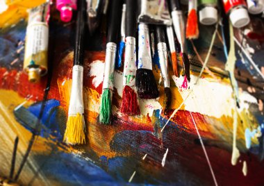 Resim arka plan üzerinde boya fırçası