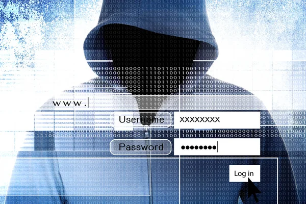 Hacker con schermo — Foto Stock