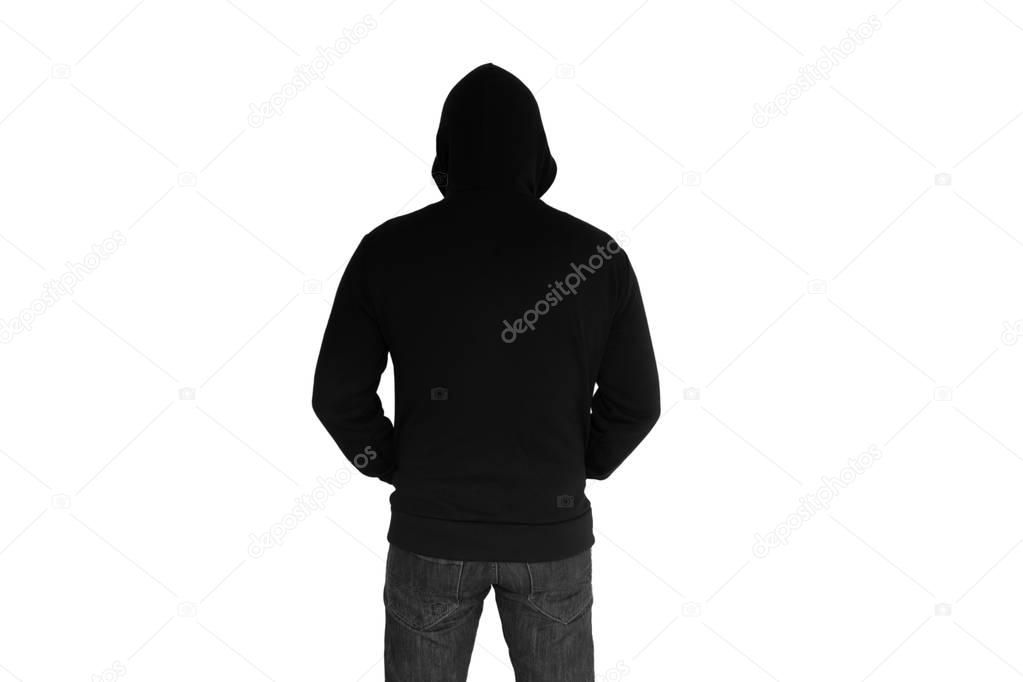 Back view of man wearing hoodies