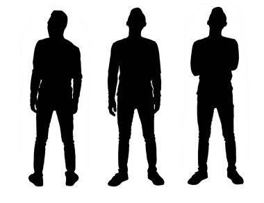 Adam siluet farklı poz içinde beyaz arka plan üzerinde