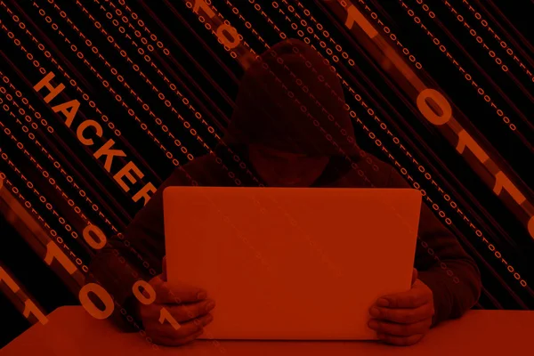 Computador hacker ou Cyber ataque fundo conceito — Fotografia de Stock