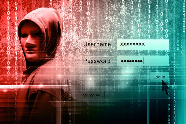 Комп'ютерний хакер або концепція кібератаки — стокове фото