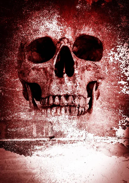 Crâne d'horreur, fond effrayant pour le concept d'Halloween et le projet d'affiche de film — Photo