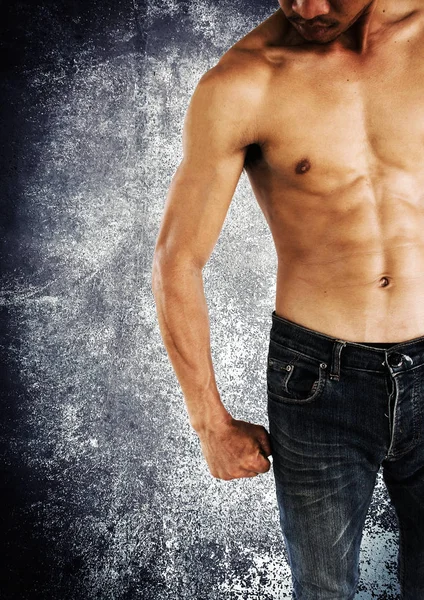 Sexy shirtless muscular male model,Healthy lifestyle concept and ideas — Stock Photo, Image