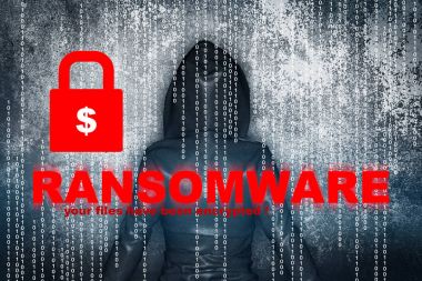 Ransomware, siber güvenlik kavramı, 3d çizim 