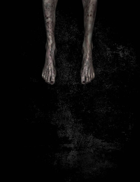 3d illustration of Legs of evil on grunge background 