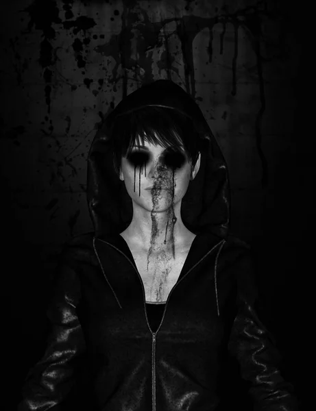 3D illustration av Scary ghost kvinna — Stockfoto