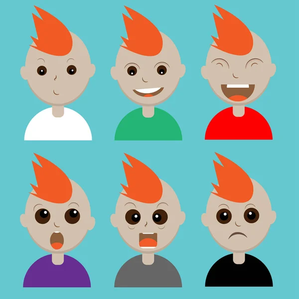 Emotions face of cute boy,Vector illustration — Free Stock Photo