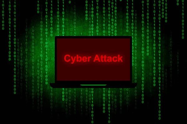 Cyber ataque en la pantalla del ordenador portátil, hacker o Cyber ataque concepto de fondo — Foto de Stock