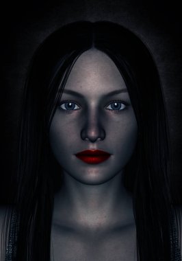 Karanlıkta güzel kadın 3D çizimi