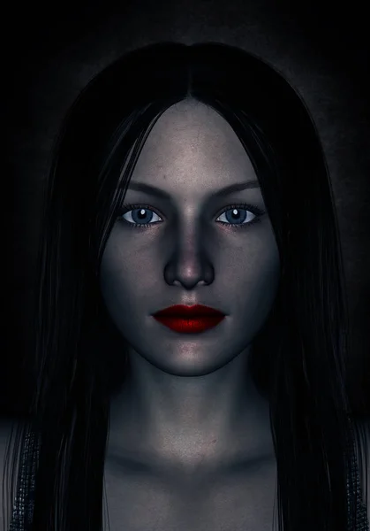 Ilustración 3d de mujer hermosa en la oscuridad — Foto de Stock
