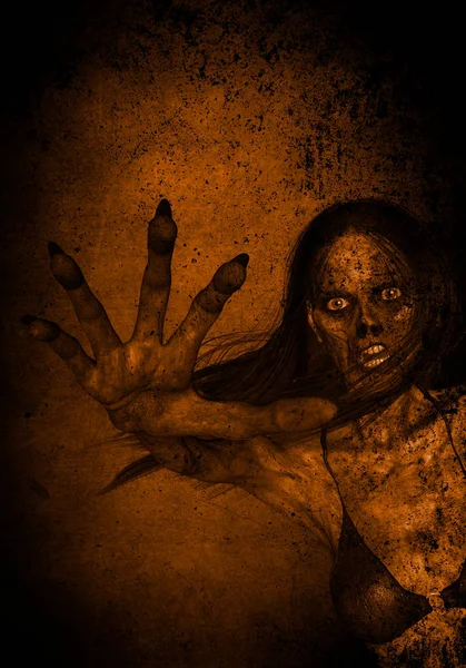 可怕的鬼女人 — 图库照片