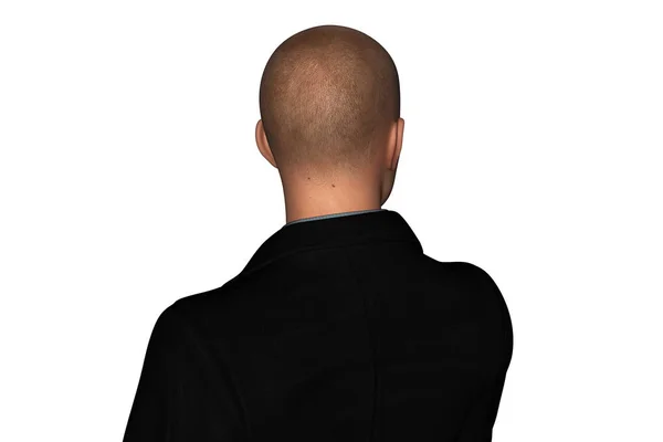 3d rendering of back side of businessman looking forward isolated on white background — Stock Photo, Image