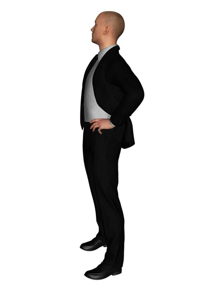 3D-weergave van volledige lengte zakenman in alledaagse acties geïsoleerd op witte achtergrond — Stockfoto