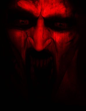 3D çizimi Satanic, korku arka plan, karışık teknik 