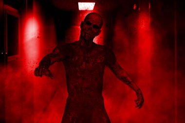 agresif zombi 3D çizimi