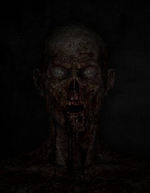  Kanlı zombi adam portresi