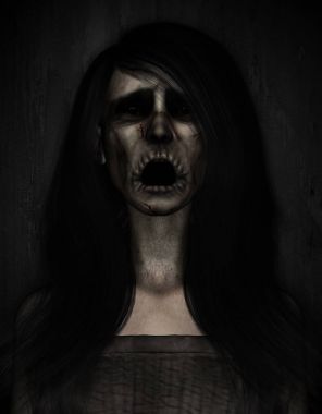 Korkunç hayalet kadın karanlıkta