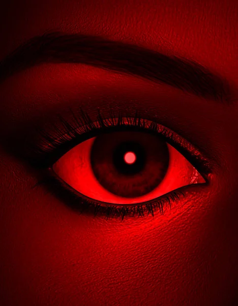 3D иллюстрация крупным планом глаз женщины, фон ужаса — стоковое фото