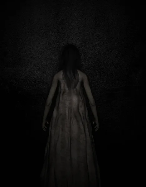 Scary ghost woman in the dark — Stock Photo, Image