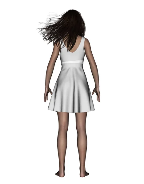 Ilustração 3d do lado de trás da mulher de pé — Fotografia de Stock